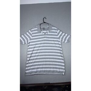 The Foundry Supply Co Polo Shirt Mens 2XLT Gray White Striped Pocket‎ Big Tall
